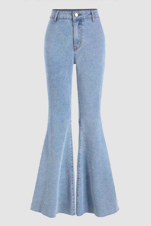 Denim Solid Flared Trousers
