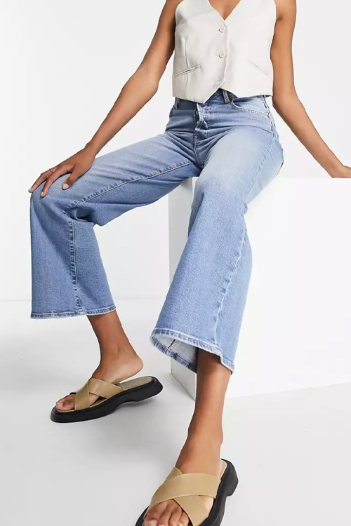  Tall high rise straight crop jean in blue