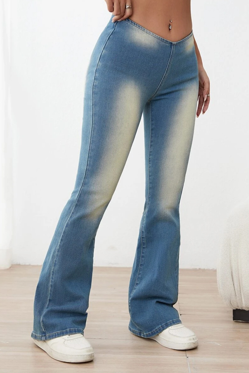 Washed Flare Leg Jeans