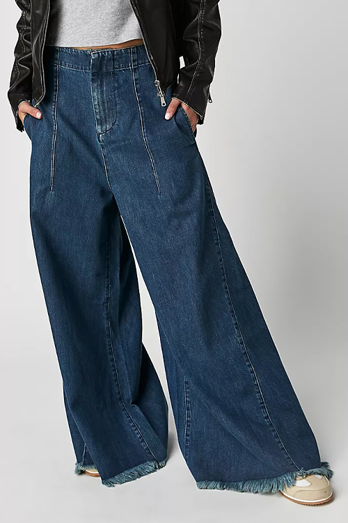 Paneled Wide-Leg Jeans