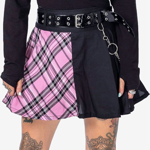 black and pink Check Skirt