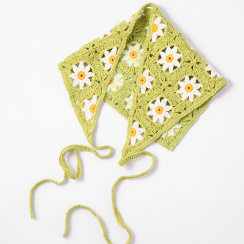 Ditsy Floral Crochet Triangle Scarf