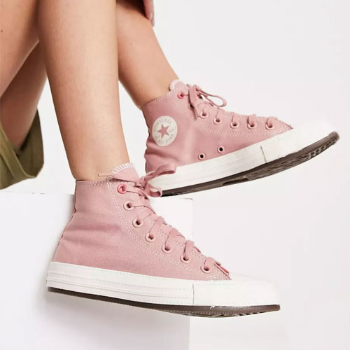 lace-up sneakers in dusky pink