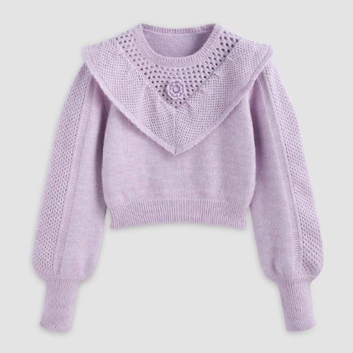 3D Flower Hollow Out Knitted Top