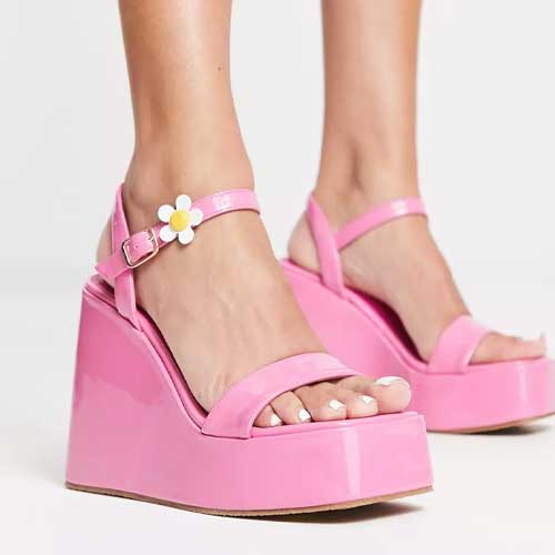 wedge platform sandals in pink