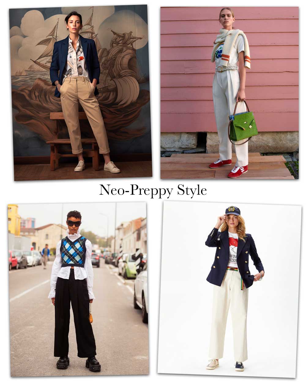 Neo-preppy Modern Preppy style dressing fashion outfits