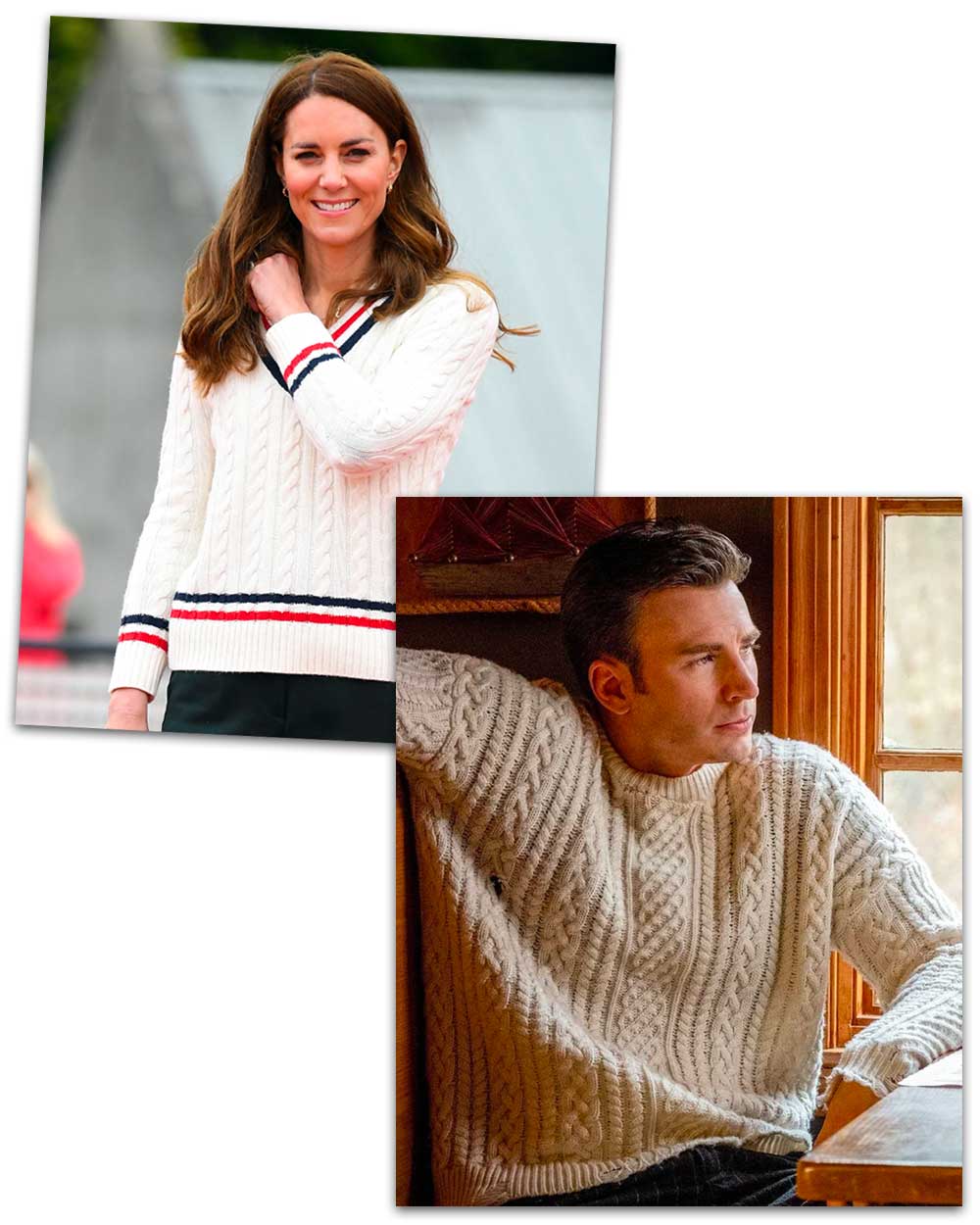 Preppy Cable Knit Sweaters Chris Evans and Kate Middleton