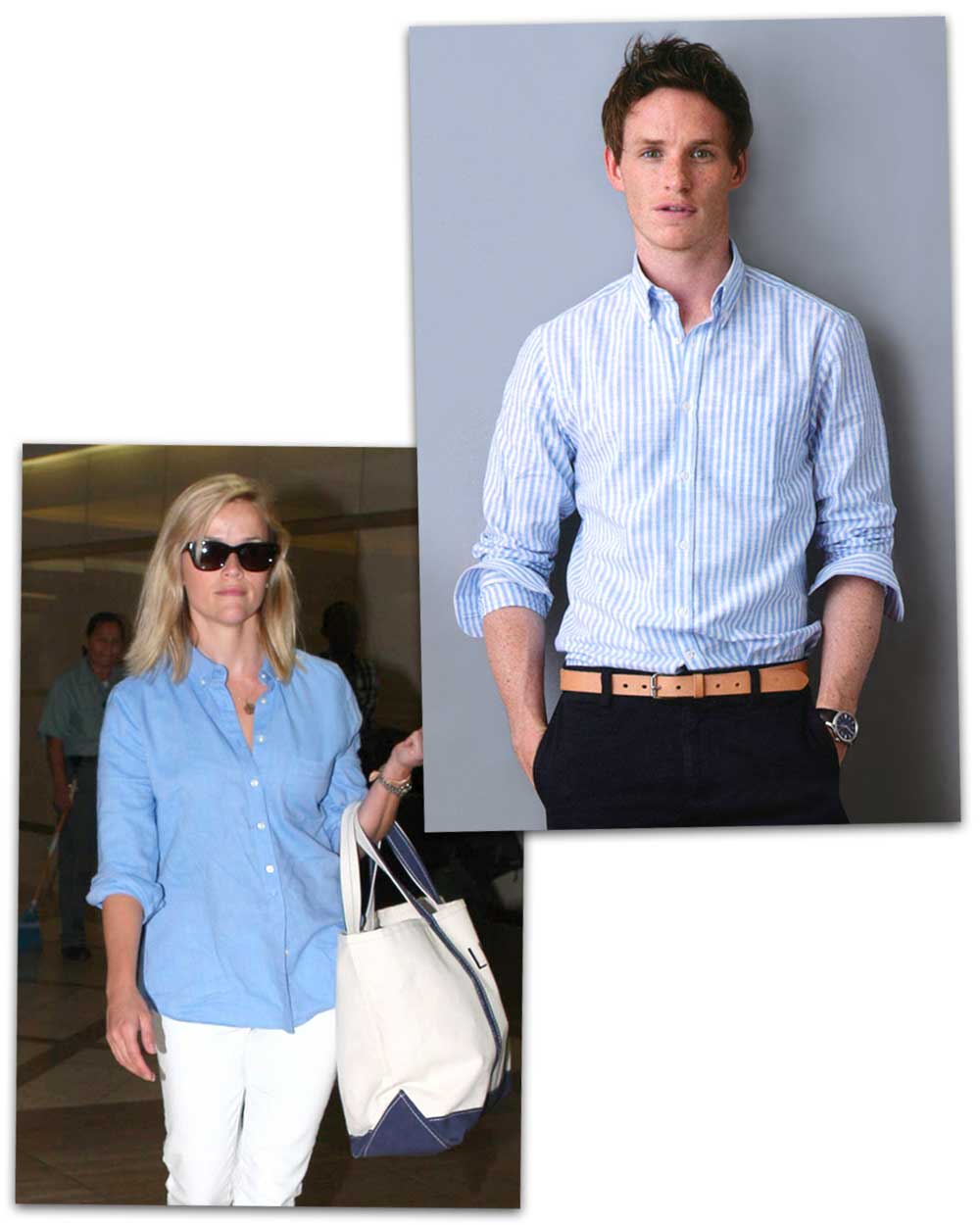 Preppy Oxford Cloth Button Down Shirt Eddie Redmayne and Reese Witherspoon