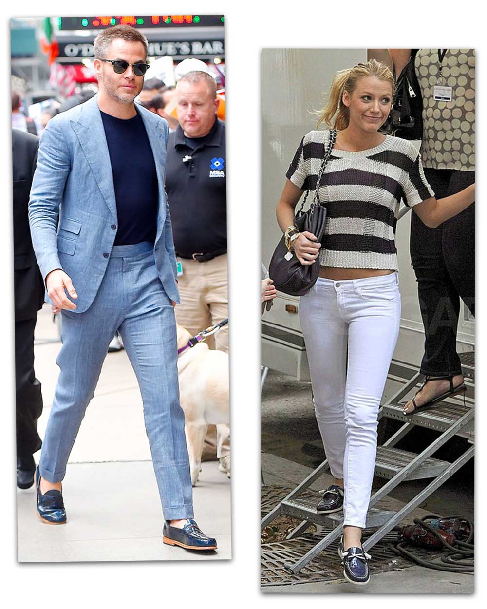 Preppy boat shoes on Blake Lively Chris Pine