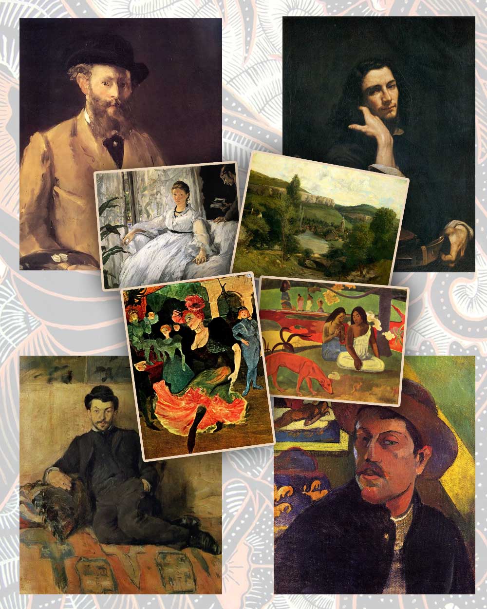 Édouard Manet, Gustave Courbet, Henri de Toulouse-Lautrec, Paul Gauguin bohemian artists