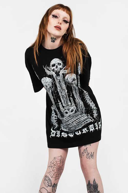 Xenomort Gothic Short Sleeve T Shirt Dress