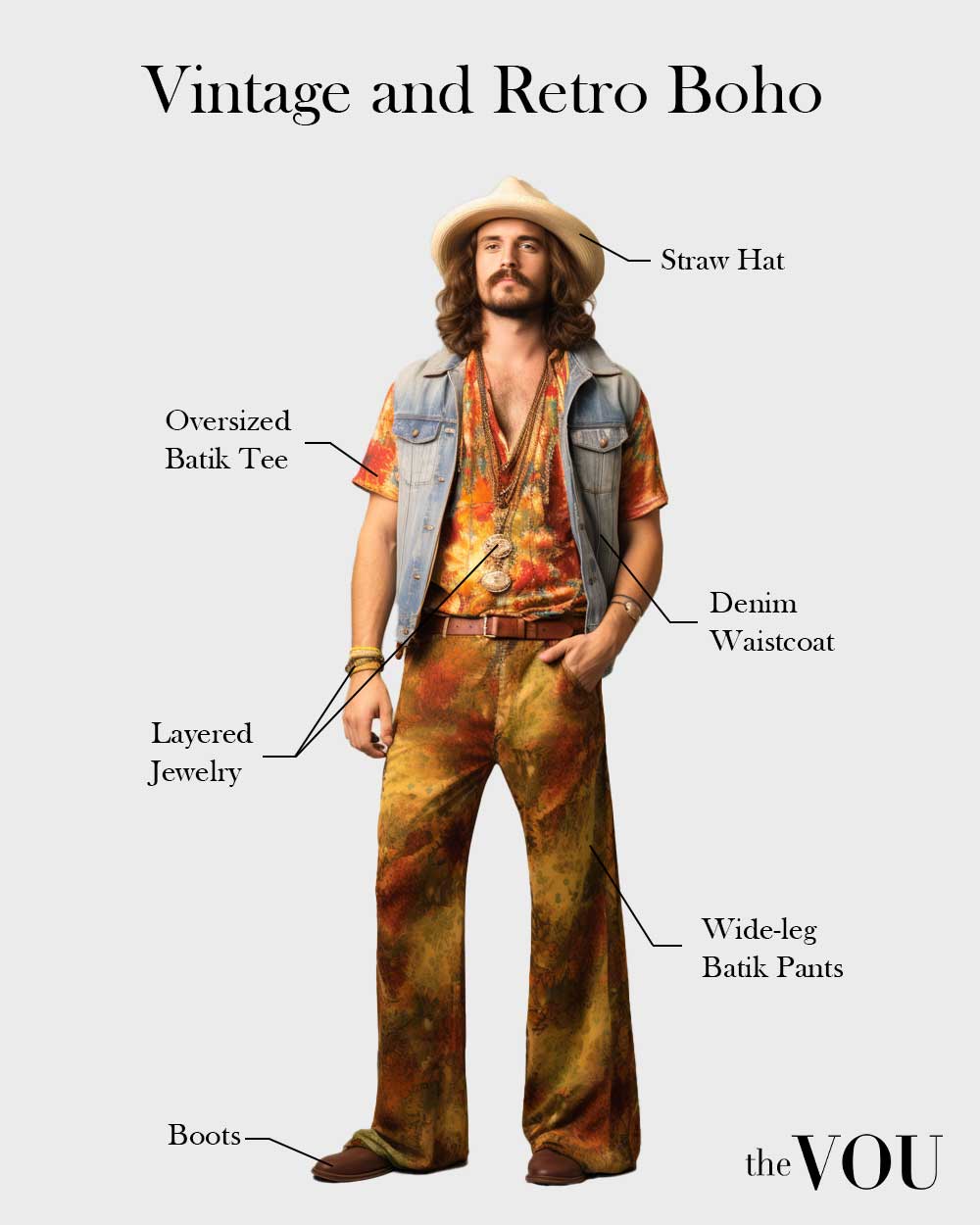 Vintage and Retro Boho outfit for men