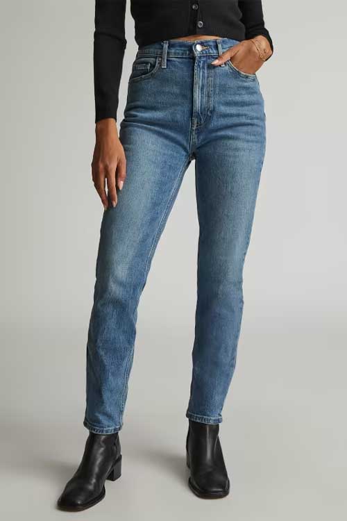 slim straight leg hig-waist jeans