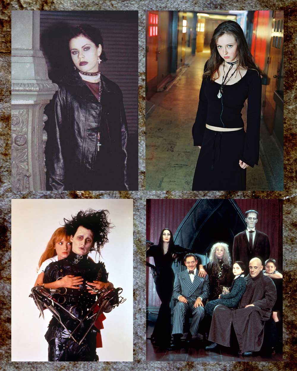 90s Goth fashion styles inspired by Gothic TV shows and Movies