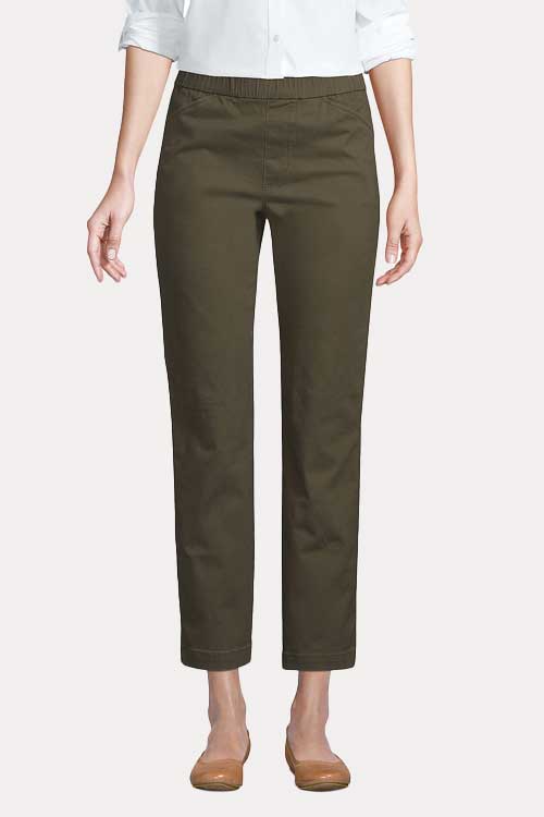 Mid Rise Pull On Knockabout Chino Crop Pants with elastic waist