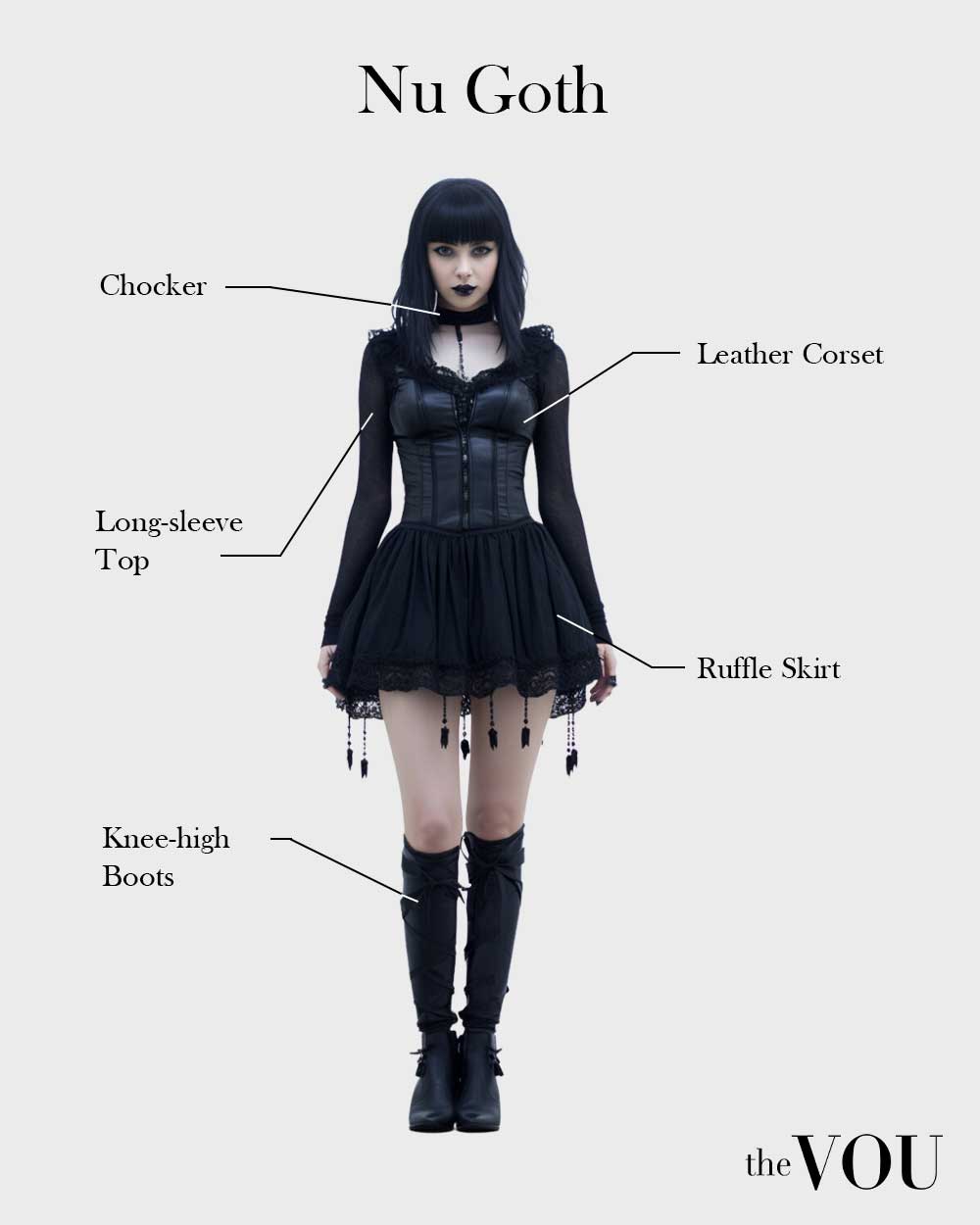 Female Nu Goth fashion style
