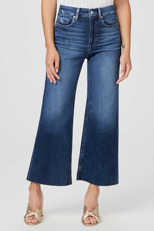 one button front ultra high-waisted wide leg ankle high jeans 