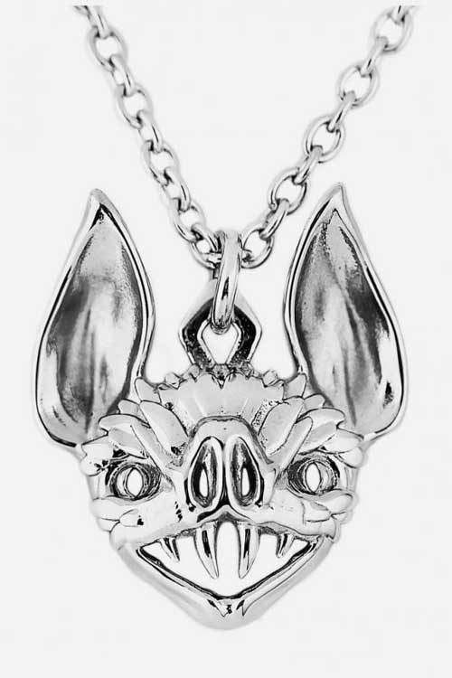 Vampire Bat Necklace In Mirror Steel