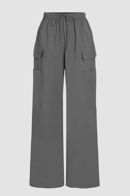 Cargo Knotted Pocket Wide Leg Trousers