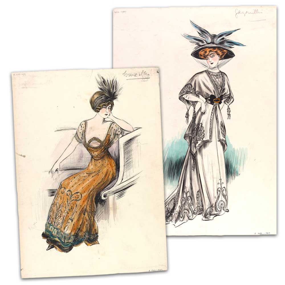 Fashion design sketch 19th century