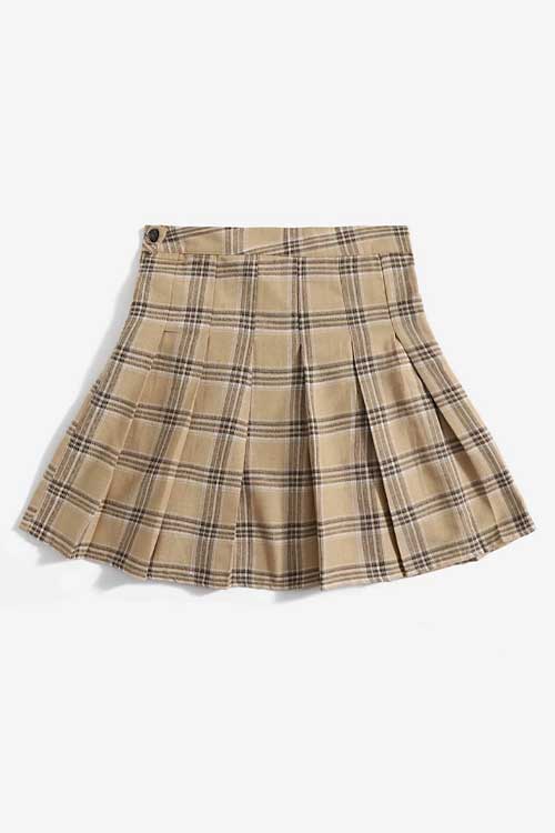 Qutie Plaid Print Fold Pleated Skirt preppy outfit