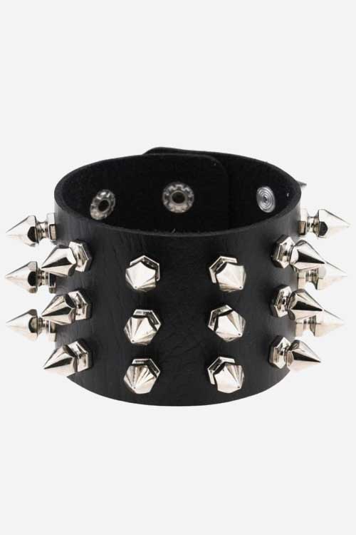 3 Row Spiked Hex Stud Wristband