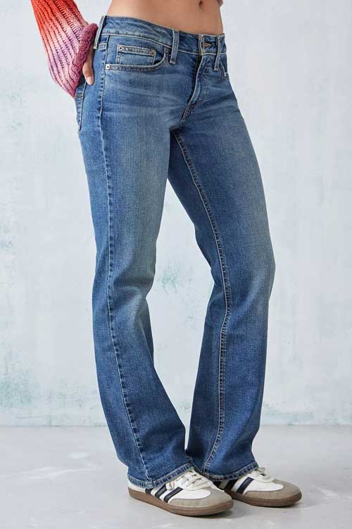 Blue Denim Super-Low Bootcut Flare Jeans