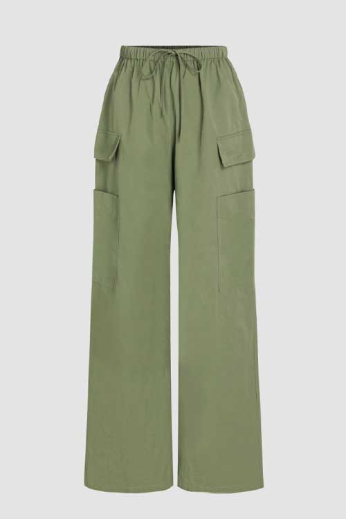 Cargo Knotted Pocket Wide Leg Trousers