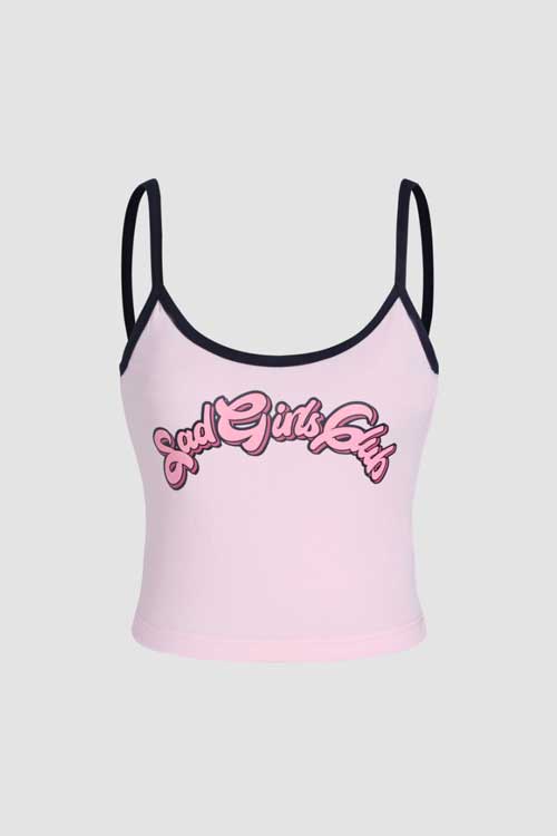 Cider X Sad Girls Club Y2K Pink Logo Tank Top