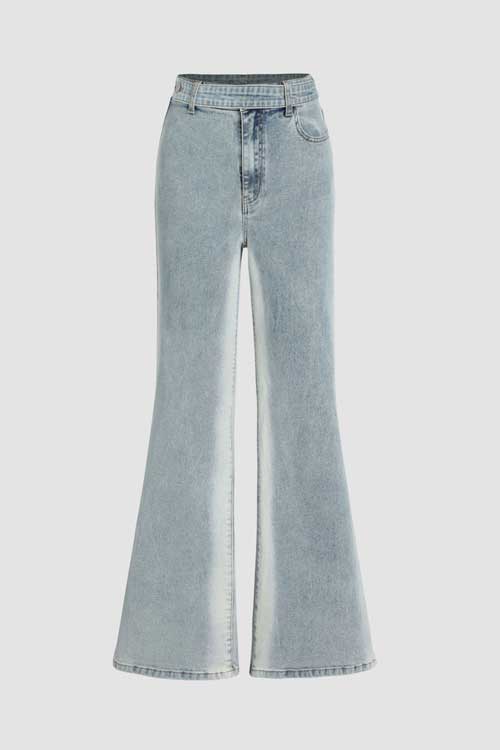 Denim Washed Flared Jeans
