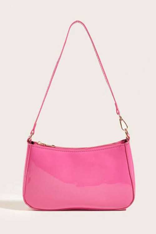 Fashionable Hobo Bag Pink Zipper Pu Medium pink