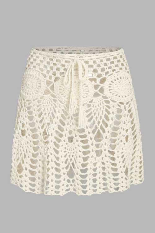Hollow Out Crochet Knitted Mini Skirt