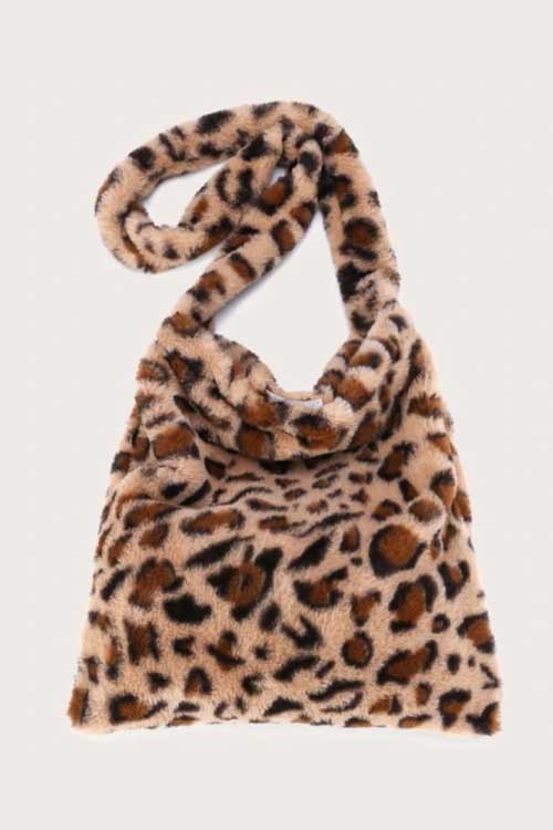 Leopard Print Fluffy Crossbody Bag