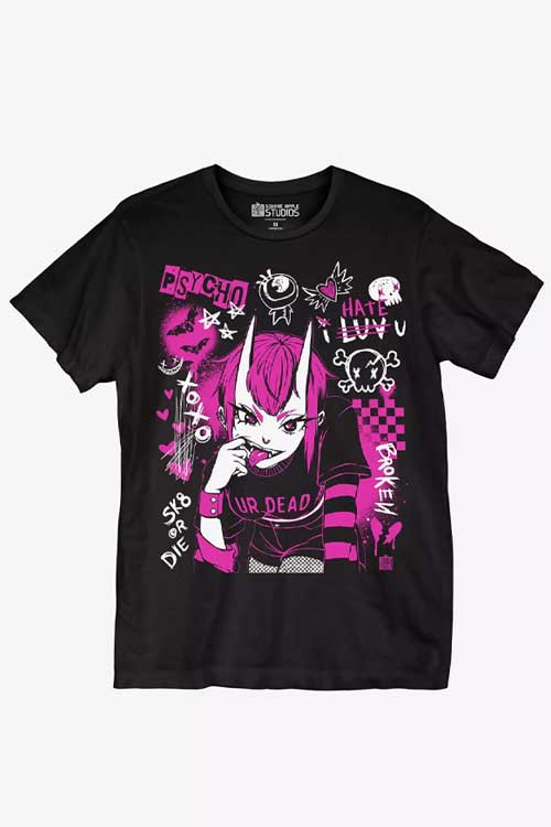 Punk Girl Boyfriend Fit Girls print T-Shirt By Square Apple Studios