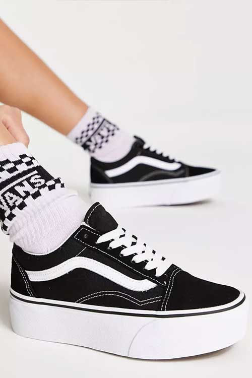 Vans Old Skool Stackform sneakers in black and white