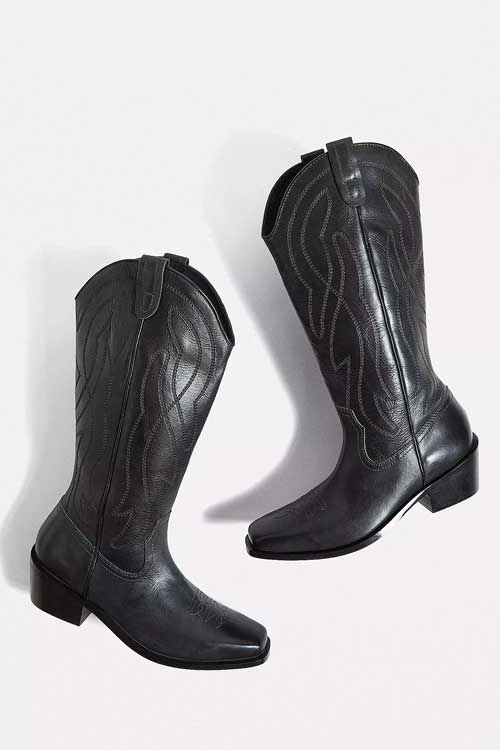 Western Black Leather Boots