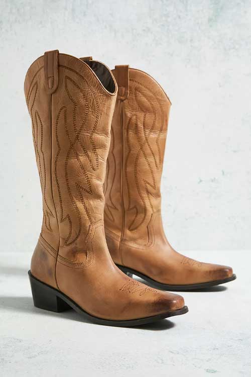Western Tan Leather Boots