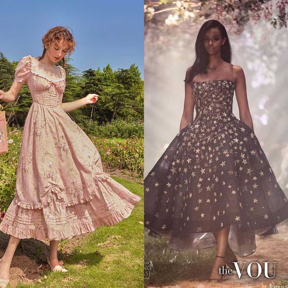 An A-line silhouette is a dress or skirt style that is narrow at the top and gently flares out towards the hem, resembling the shape of the letter "A."