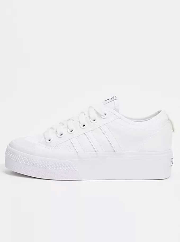adidas Originals Nizza Platform sneakers in triple white