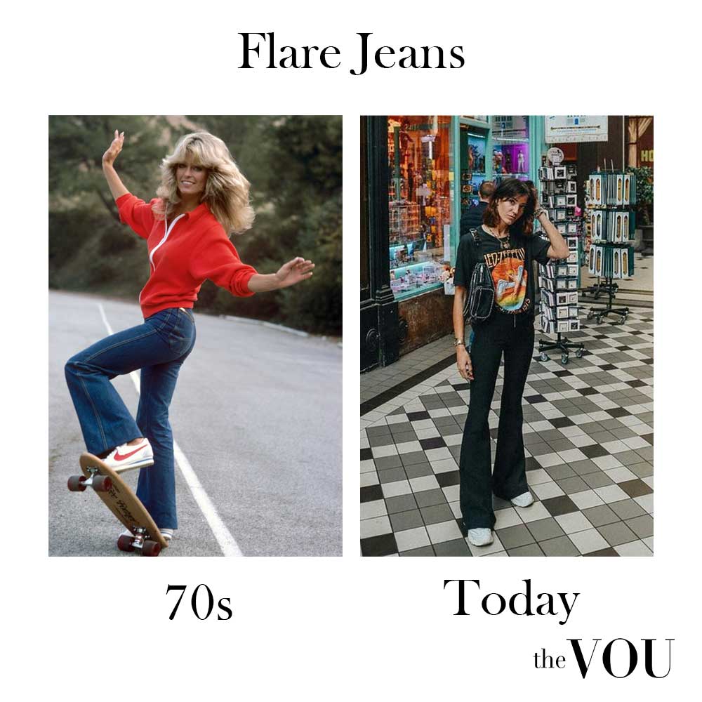 flared jeans in the 70s and today