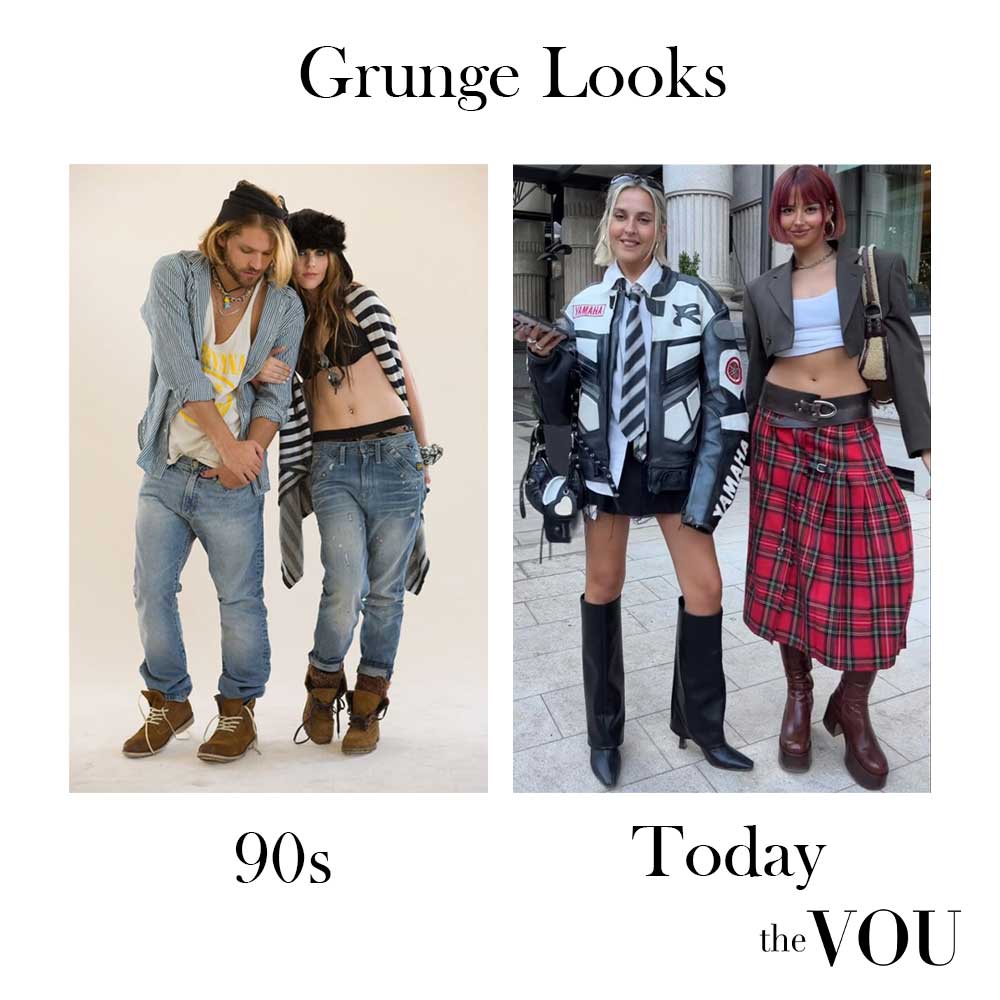 The grunge looks in the 90s and today.