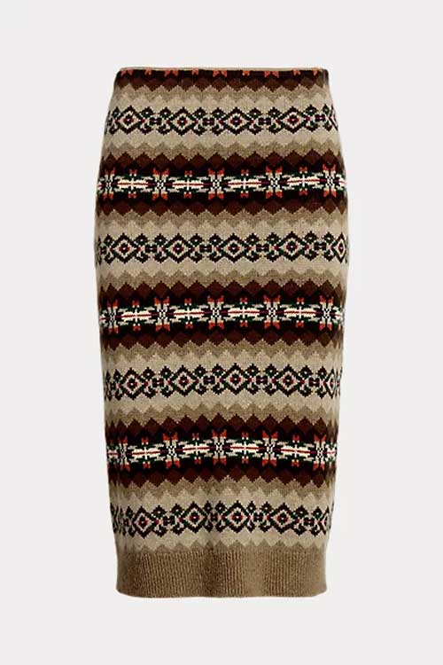 Fair Isle Wool-Blend Knit Pencil Skirt Save your Wishlist