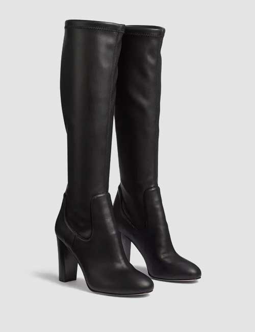 Marlowe Black Stretch Vegan Leather Knee-High Boots
