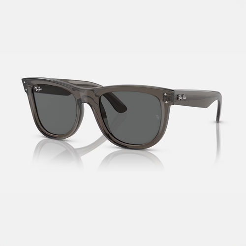 Polished Transparent Dark Grey framed Dark Grey lenses wayfarer sunglasses