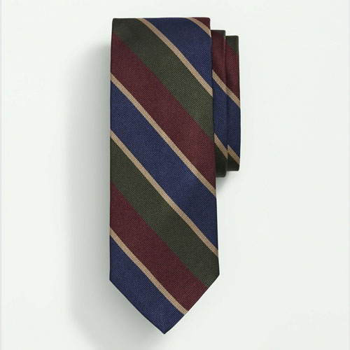 Silk Blod Tri-Color Striped Tie