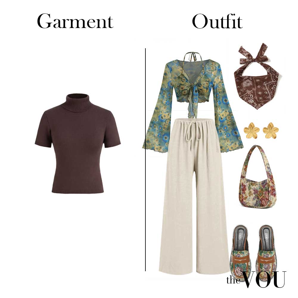 'Outfit' is a collection of clothes, shoes, and accessories meant to be worn together to create a specific fashion style. Unlike 'garment,' which refers to a single piece of clothing.