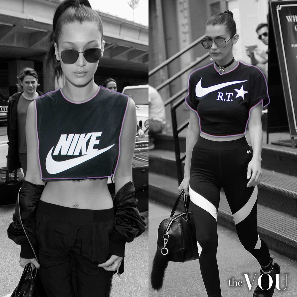 Bella Hadid in Nike crop top