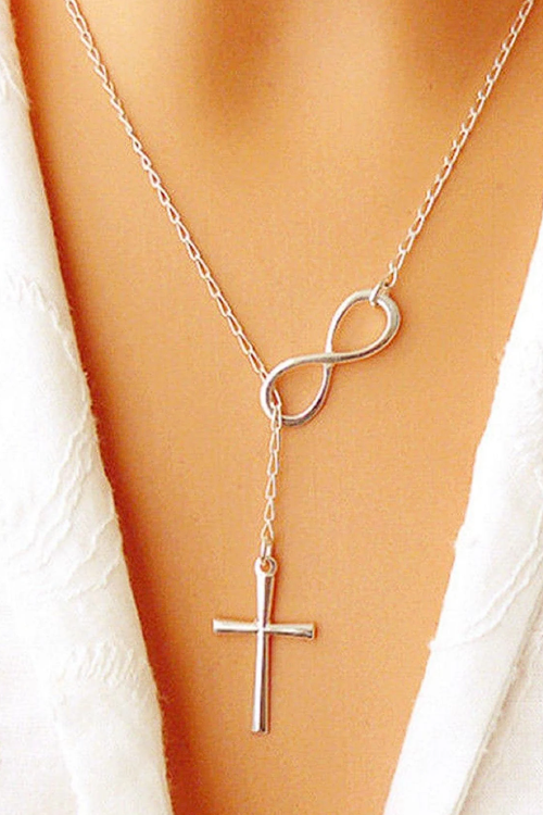 Fashionable Simple Infinity Cross Pendant Necklace 