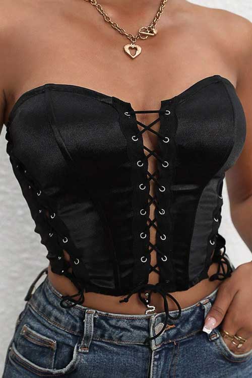 Grommet Lace Up Front Tube Top