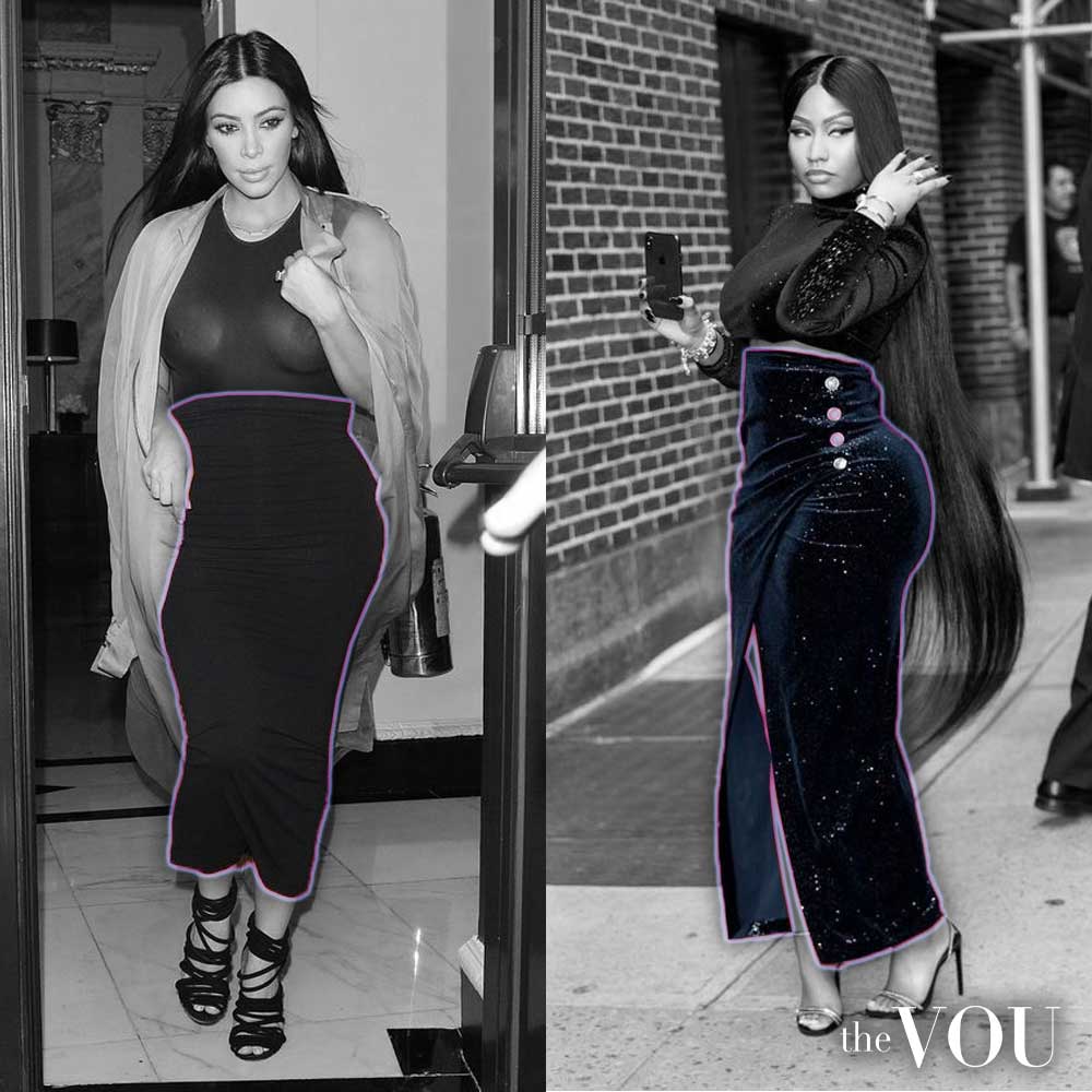 Kim Kardashian an Nicky Minaj in bodycon midi dress